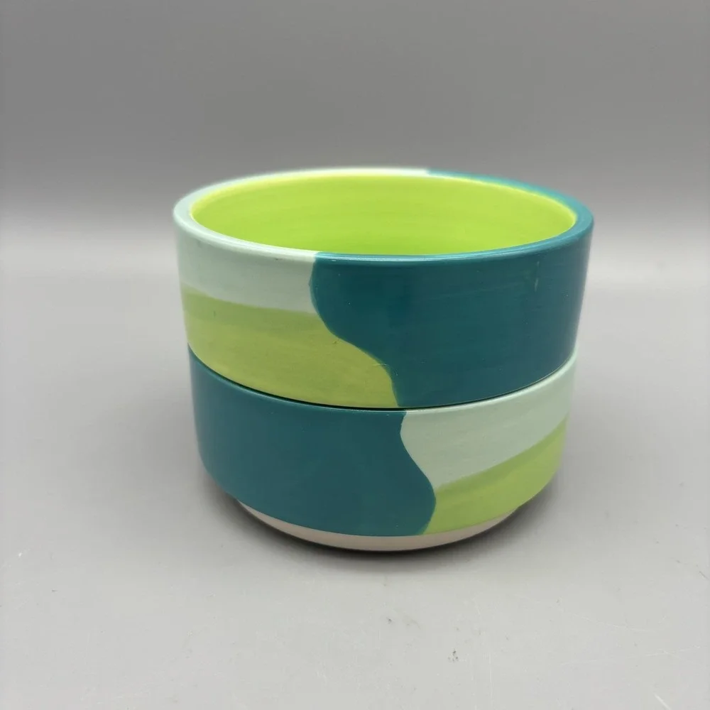 Top-Paw Blue-Green Ceramic Pet Bowl Rubber Grip Dishwasher Safe 4